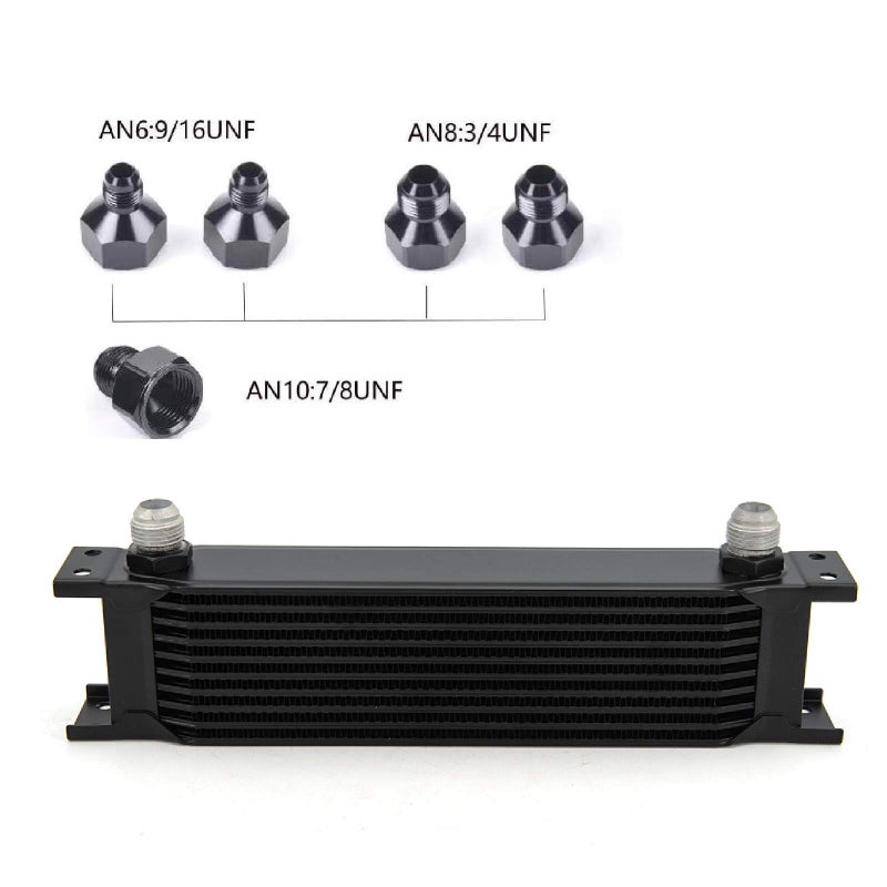 ZHSYMX 10 Row AN10-10AN Stacked Plate Oil Cooler With 6AN 8AN Adapter Universal Engine Transmission British Radiator Oil Cooler Condenser Aluminium Alloy Black - Image 2